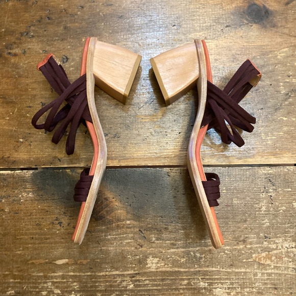 Paloma Wool coral plum wood block lunes sandals *size 38/ 8 *mint condition - Picture 2 of 9